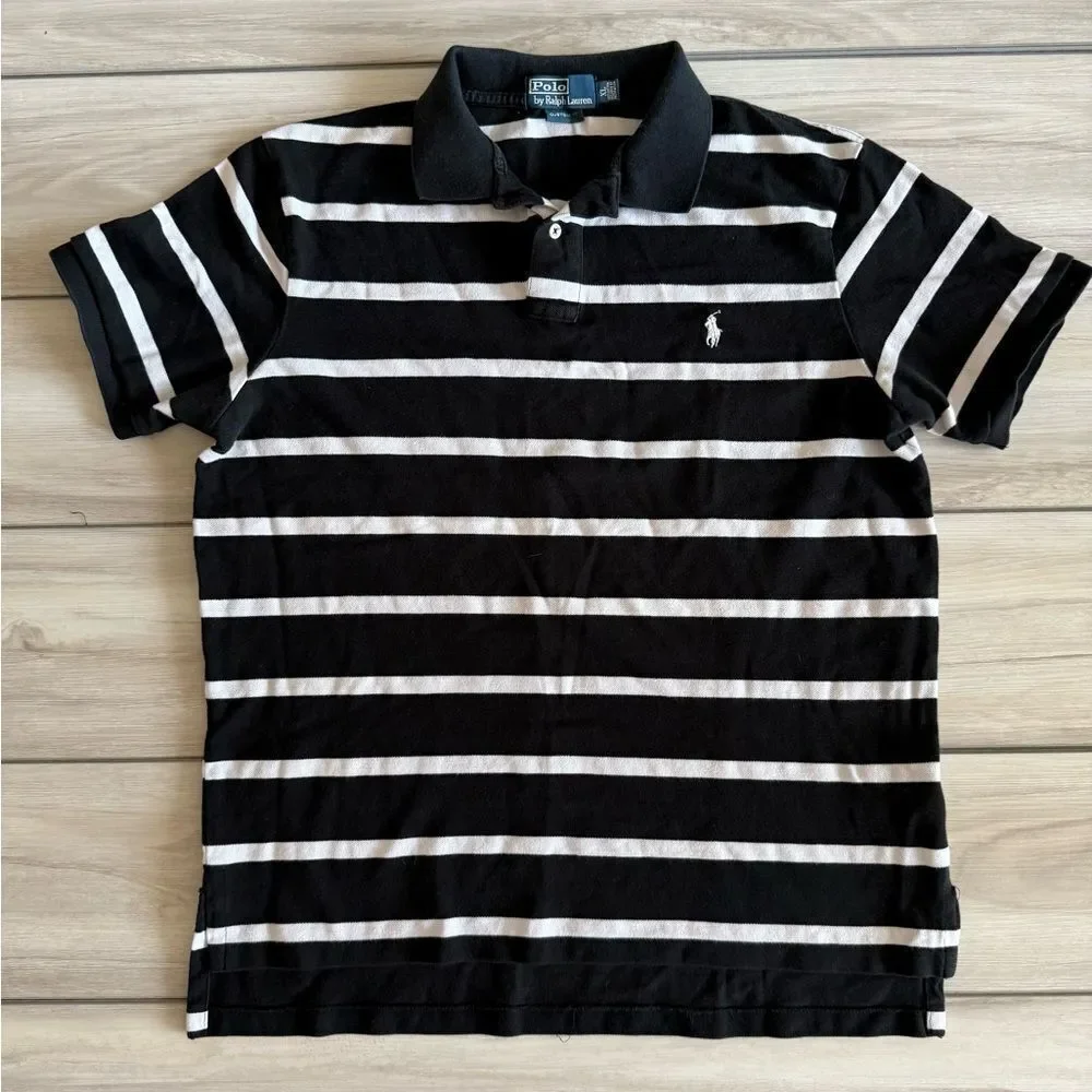 Polo by Ralph Lauren Custom Fit Polo Shirt Black and White XL